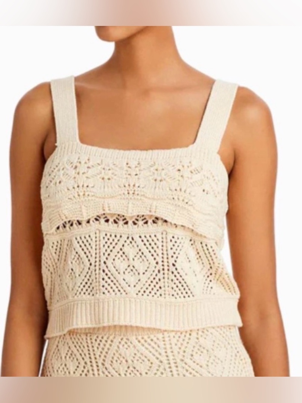 Lucy Paris NWT cream crochet cropped tank top, large